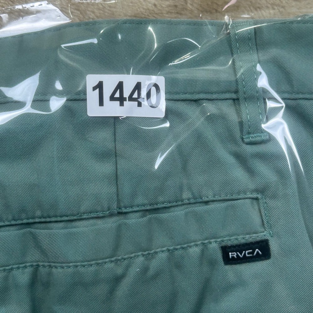RVCA Stapler Chino Shorts Mens 38 Teal Green Stretch M7208STA Regular Fit - Picture 8 of 8